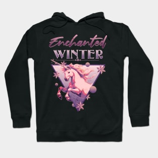 Enchanted Winter 80s Retro Unicorn Hoodie